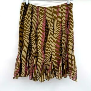 NWT Alfani Circle Skirt Size 8P‎ Silk Green Pink Flowy Contemporary